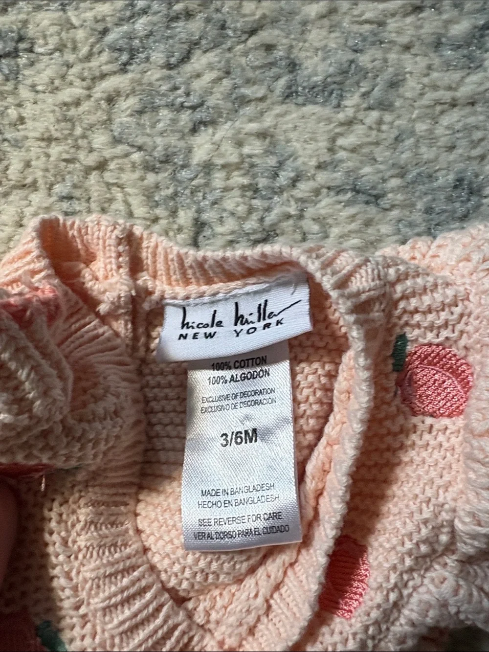 Nicole Miller Peach & Cream Floral Knit Bodysuit Set with Headband